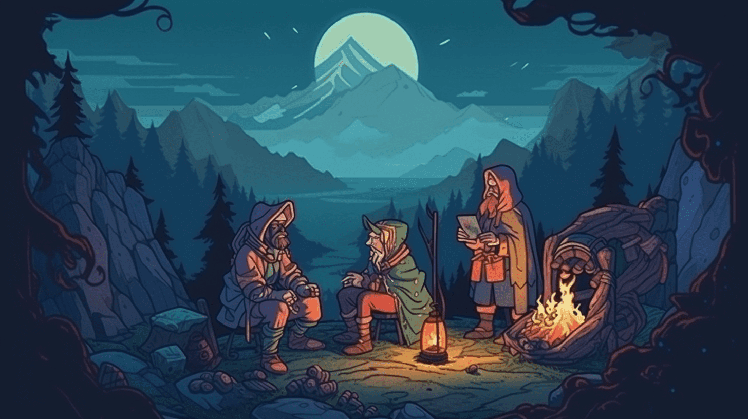 DnD characters camping out